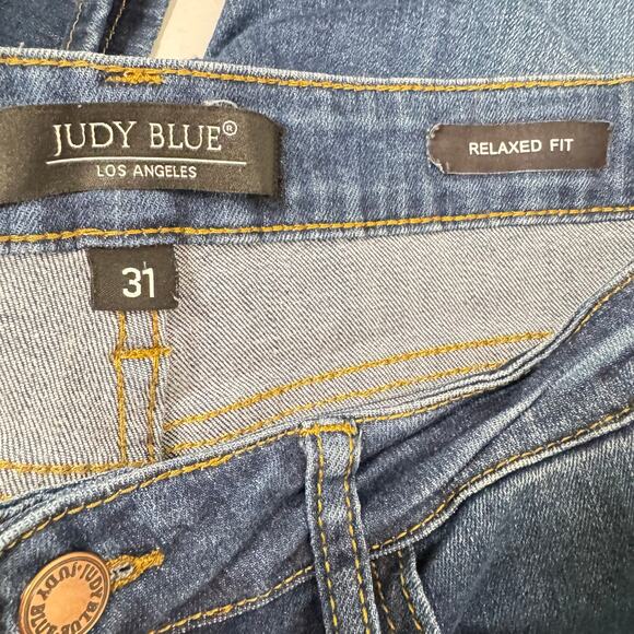 Judy Blue Women's Blue Denim Stretch Mid Rise Cotton Relaxed Fit Jeans Size 31 - Picture 8 of 9
